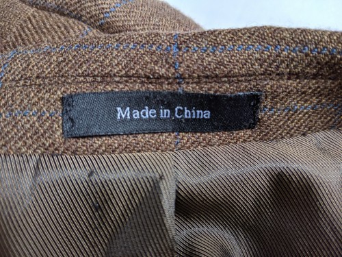48R Pronto Uomo Brown Windowpane Check Ticket Pocket Blazer Jacket Sport Coat - Picture 6 of 6