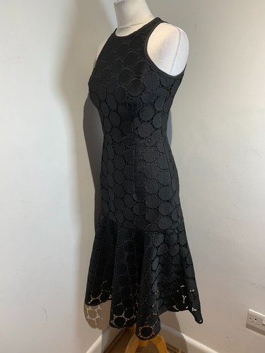 BNWT Coast Chelsea Lace dress 8 NEW guipure black ruffle drop waist smart - Picture 4 of 11