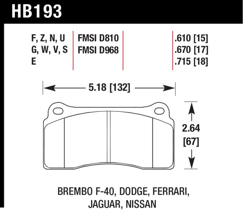 Hawk 03-06/08-09 for Dodge Viper / for 88-92 Ferrari F40 / 95-97 F50 DTC-60 Race
