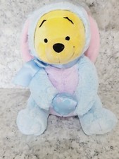Disney Store Winnie the Pooh Wearing Blue Easter Bunny Suit Soft Plush Toy 12  