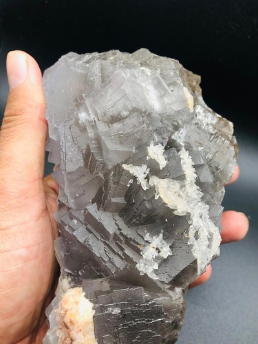 1615g schöner Naturstein in einzigartiger Form Fluorit auf Calcit mit Matrix - Bild 16 von 17