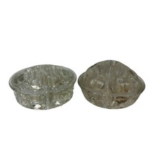 Vintage Clear Glass Flower Frogs Floral Arranging Set of 2 Patented 1916 READ