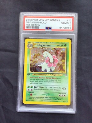 Pokemon Cards: 1st Edition Neo Genesis Rare Holo: Meganium 10/111