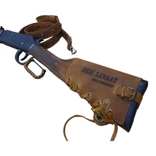 Handmade Leather Buttstock Cover and Sling Set with Ammo Holder