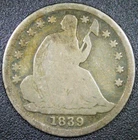 G+ 1839 O H10C Seated Liberty Half Dime No Drapery