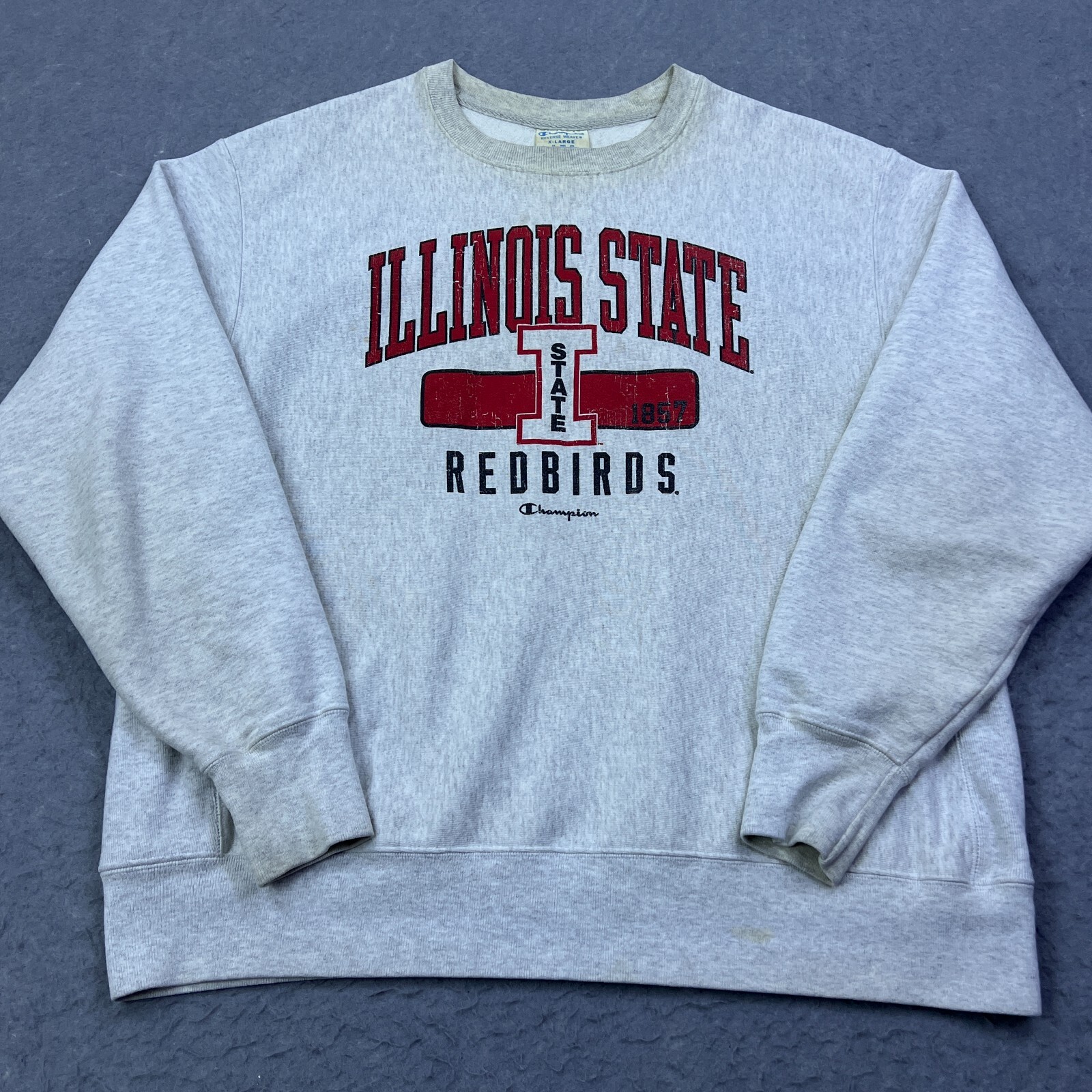 VTG Champion Reverse Weave Illinois State Sweatshirt XL Gray Crewneck Pullover**