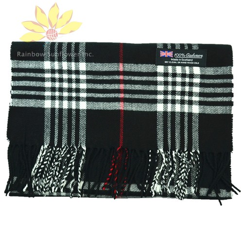 Men Women Unisex 100% Cashmere Classic Scarf Tartan Stripe Plaid Wool Scotland - Picture 4 of 23