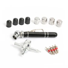 Hyper Tough TIRE VALVE STEM REPAIR KIT 10-50 PSI GAUGE 4-Cores 8-Caps 4-Way Tool