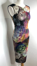 Ted Baker floral wiggle pencil midi dress UK 6 VGC pattern print party