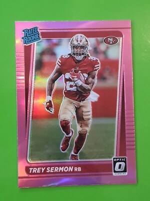 2021 Panini Donruss Optic Preview P-279 Trey Sermon RC Rookie 49ers Pink Prizm