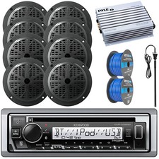 Kenwood 1DIN SiriusXM Ready Receiver, 8x 5.25'' 100W Speaker, Amp, Antenna, Wire