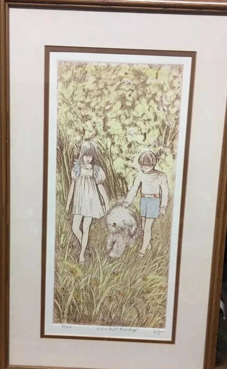 Lynne HEFFNER Ferrante Pencil Signed Etching : Kids Best Friend #39/250