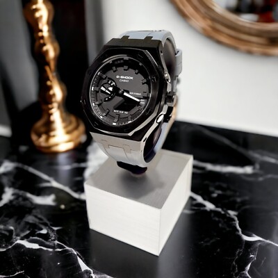 Casio G-Shock Watch Stainless Steel Modification Elegant Casioak Mod Black Metal