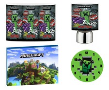 PIXELS minecraft - 12" Lightshade, Touch Lamp, Wall Art, Wall Clock or Bundle