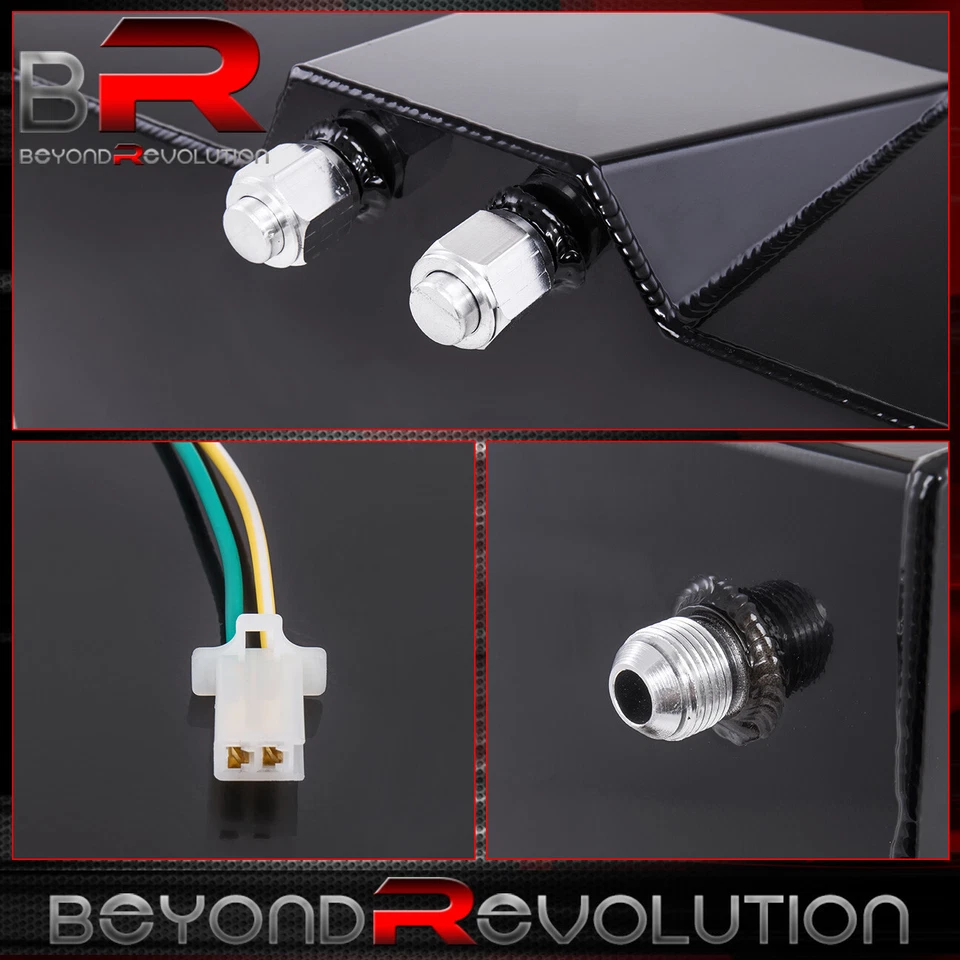 Black Aluminum Fuel Cell Tank W/ Chrome Cap & Level Gauge 50 Liter / 13 Gallon Foto 3 de 4