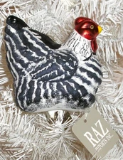 CHICKEN HEN - RAZ BLOWN GLASS CLIP-ON ORNAMENT NEW W/TAG