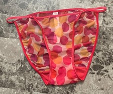 NWT VICTORIA'S SECRET M PINK POLKA DOT SHEER VINTAGE RARE STIRNG BIKINI PANTIES