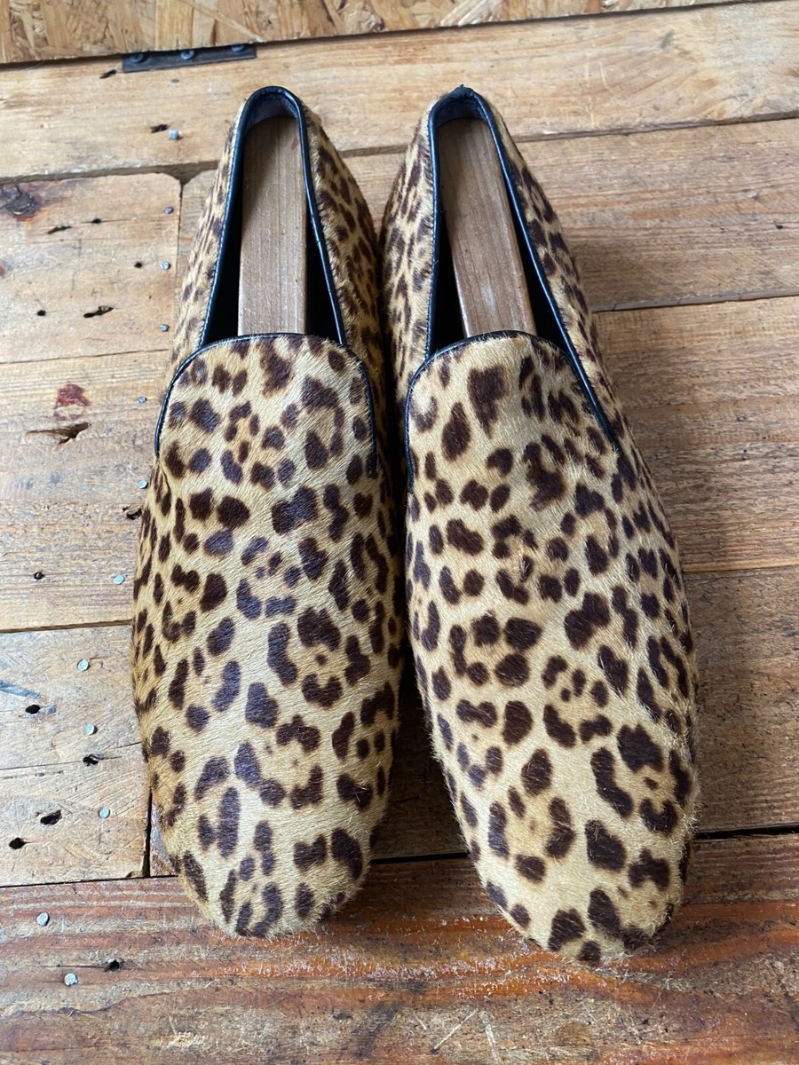 Yves Saint Laurent slip ons leopard print leather loafers sz  display picture 2