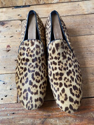 Yves Saint Laurent slip ons leopard print leather loafers sz  display picture 3