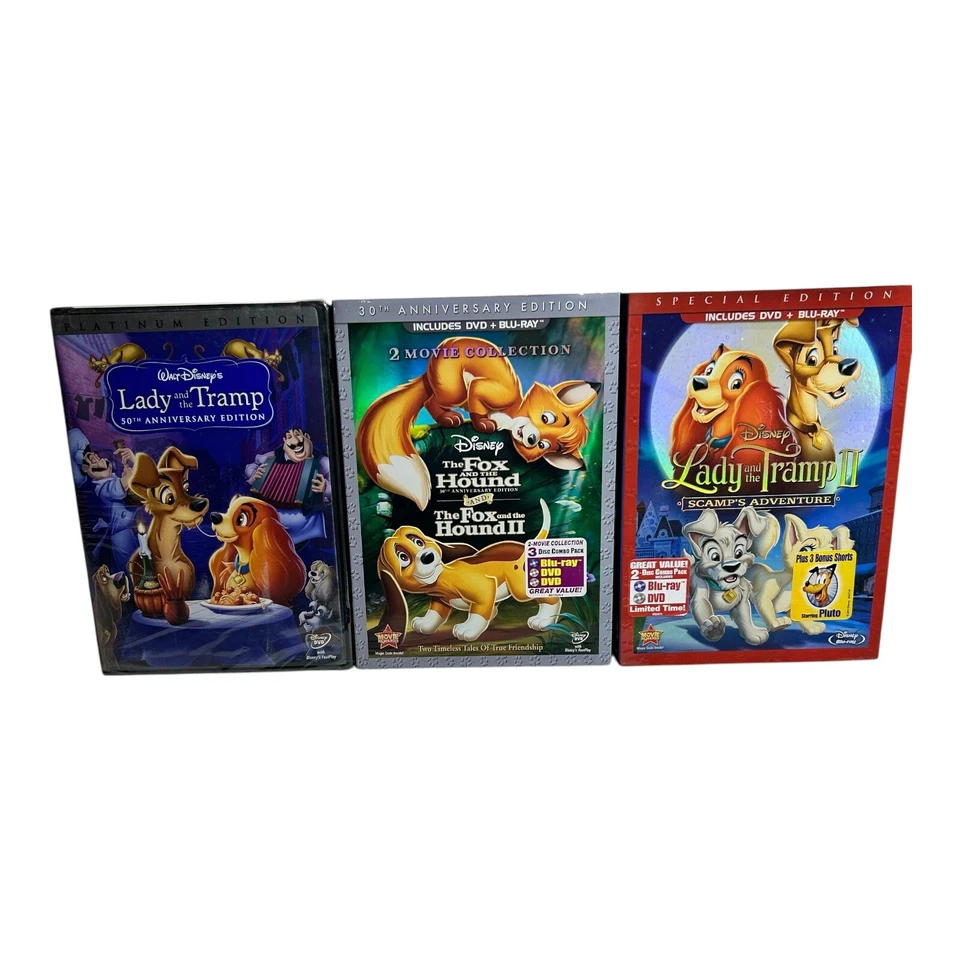 Classic Disney Animation 3 -DVD Lot Lady and the Tramp & Fox and Hound Blu-Ray - Image 2 of 4
