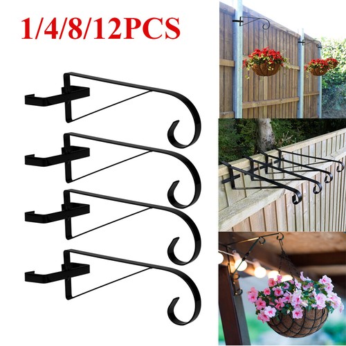 1/2/4/8/12x Metal Hanging Basket Brackets For Concrete Fence H Post