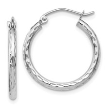 14K White Gold Hinged Hoop Earrings 0.96g, L- 20mm, W- 24mm for Mom