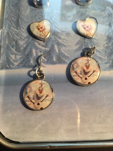 Disney Frozen Earring Set With A Reusable Tin Box Light Blue 3 Pairs - Picture 4 of 10