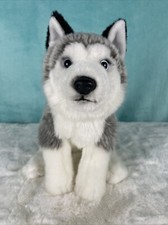 2015 Toys-R-Us Husky Wolf Plush 10  Gray Blue Eyes Soft Animal Dog