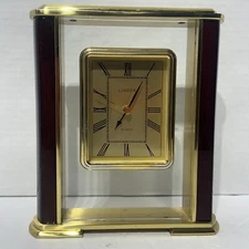 Vintage LINDEN Quartz Mantel Desk Alarm Clock All Metal  Made in Japan