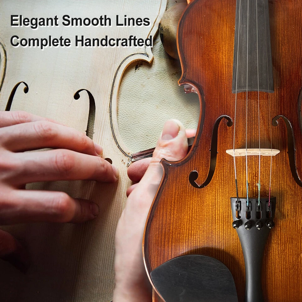 4/4 Full Size Acoustic Violin Dark Brown Flame wood Violin With Ebony Fitting - Image 4 of 4