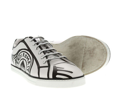FENDI ROMA JOSHUA VIDES X Trompe L'Oeil White LEATHER SNEAKERS