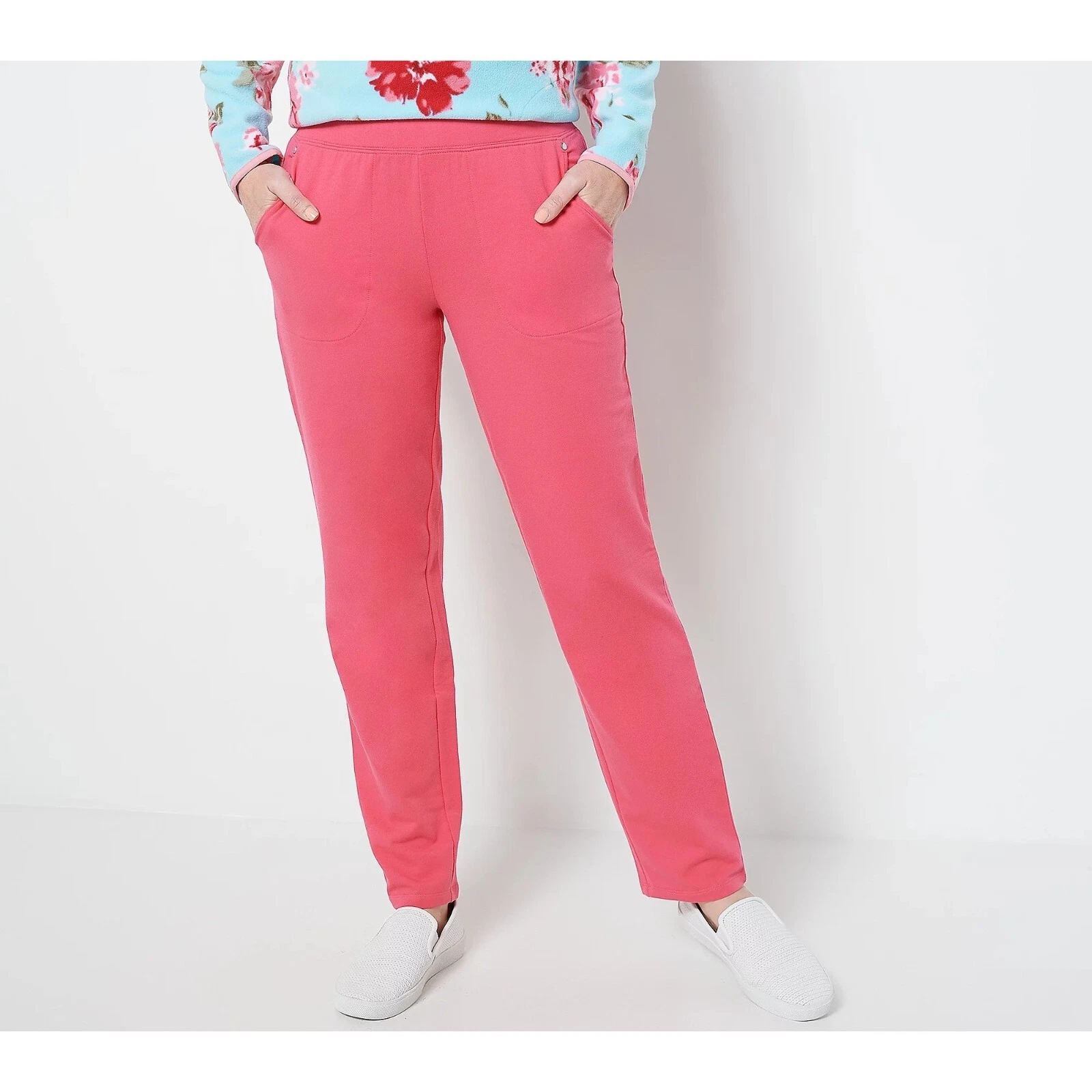 Sport Savvy Regular French Terry Lightly Bootcut Pant Womens Large Rose Pink NEW