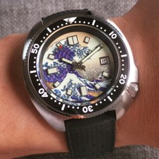 44mm Tandorio Luminous Kanagawa Surfing Dial NH35A Automatic Diving Mens Watch