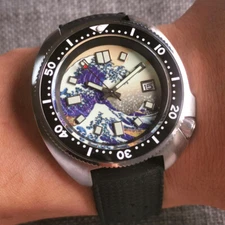 44mm Tandorio Luminous Kanagawa Surfing Dial NH35A Automatic Diving Mens Watch