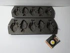 Vintage Lodge USA Cast Iron Fish Mold Cornbread 5PP2 Muffin Pan Set / Lot Of 2