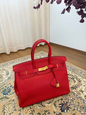 Hermes Birkin 35 Red Togo Leather Gold Hardware Handbag Auth | eBay