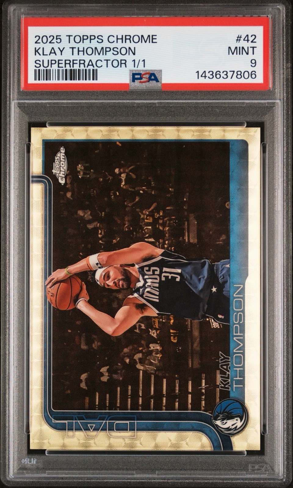 2025-26 Topps Chrome #42 Klay Thompson Superfractor 1/1 PSA 9 Warriors