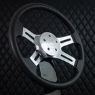 (T01) 4 Spoke Chrome Black 16 Inch Steering Wheel  86-06 Freightliner