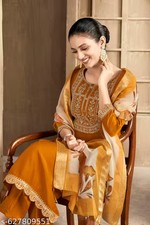 Women Embroidered Kurti Pant  Dupatta Set For Women  Kurta Sets