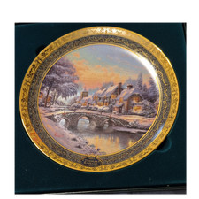 Thomas Kinkade Bradford Exchange Cobblestone Christmas Plate Limited Edition 20…