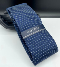 NAUTICA Men's Polyester Tie  Blue  Polka Dot Micro  NEW MSRP: 55.