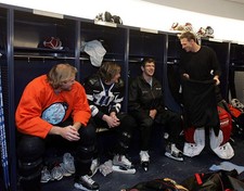 Robyn Regehr Rhett Warrener Coach Marc Bergevin Dominik Hase- Ice Hockey Photo