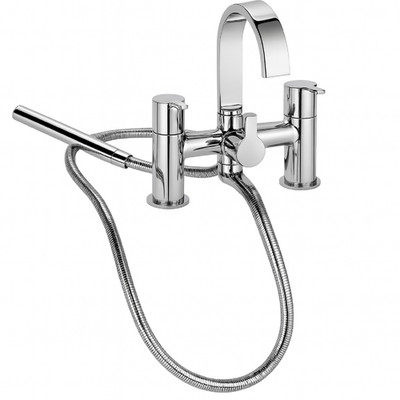 Risco Bad & Dusche Mischbatterie Chrom - Doppelhebel Wasserhahn mit Mobilteil & Schlauch