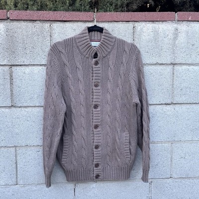 $1895 Brunello Cucinelli Thick Cotton Blend Button Cardigan Brown Sz 54