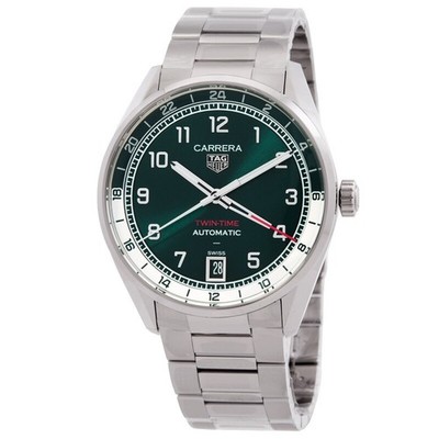 Tag Heuer Carrera Date Twin-Time Green Steel 41 mm Men's Watch WDA2114.BA0043