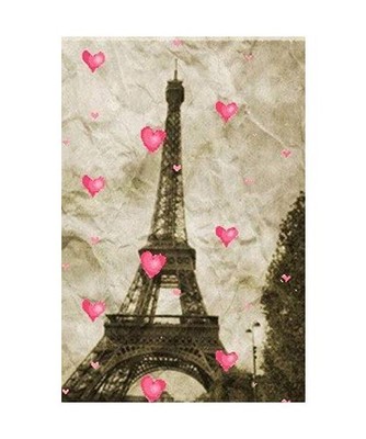 paris Eiffel Tower  pink hearts Vintage creative blank  page journal: paris Eiff