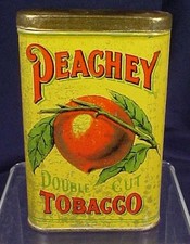 Vintage Peachey Double Cut Tobacco Vertical Pocket Tin Peach Image