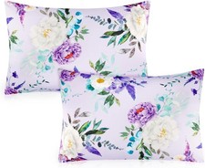 Toddler Pillowcase 2 Pack, 13 X 18 Kids Travel Pillow Toddler, Purple Floral