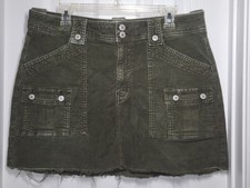 American Eagle Womens 14 Corduroy Skirt Olive Green Cargo Super High Rise A-Line