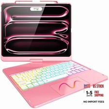 Touch Keyboard Case for iPad Pro 13 inch M5/M4 2025/2024, 360  Swivel Pink